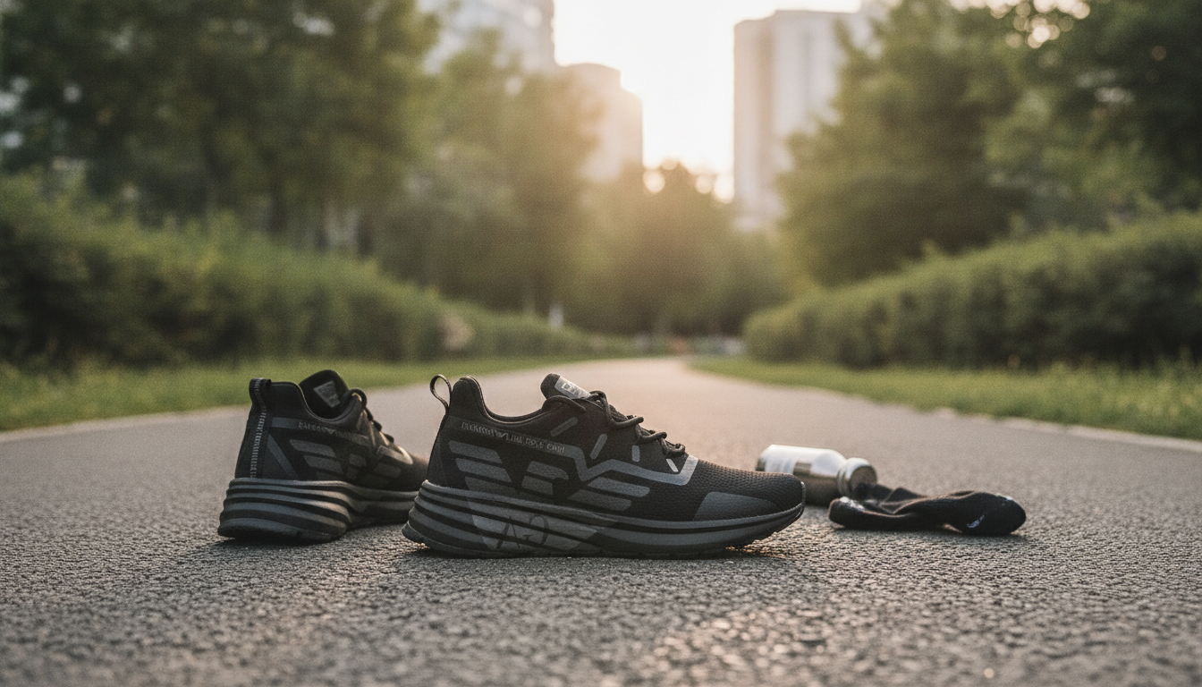 EA7 Men’s Black Lightweight Sneakers for Daily Walking