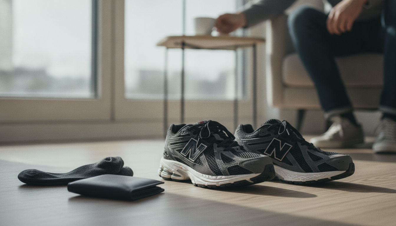 New Balance Men’s Black Lace-Up Sneakers: Clean & Easy